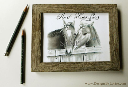 Best Friends  Calligraphy  Horse Print