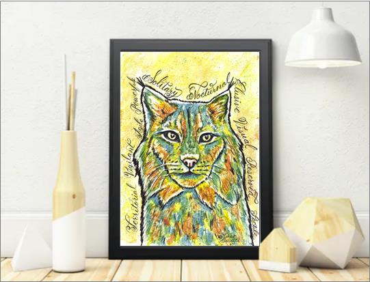 Canada Lynx Calligraphy Animal Art Print