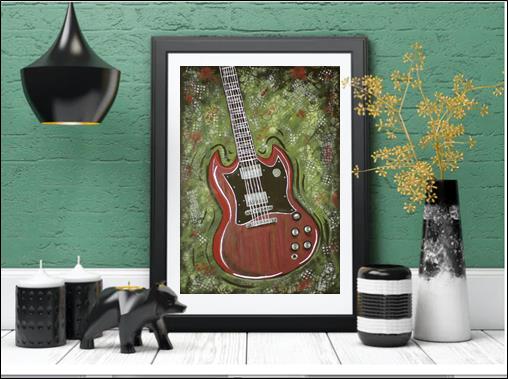 Gibson SG Guitar Pop Art Wall Print