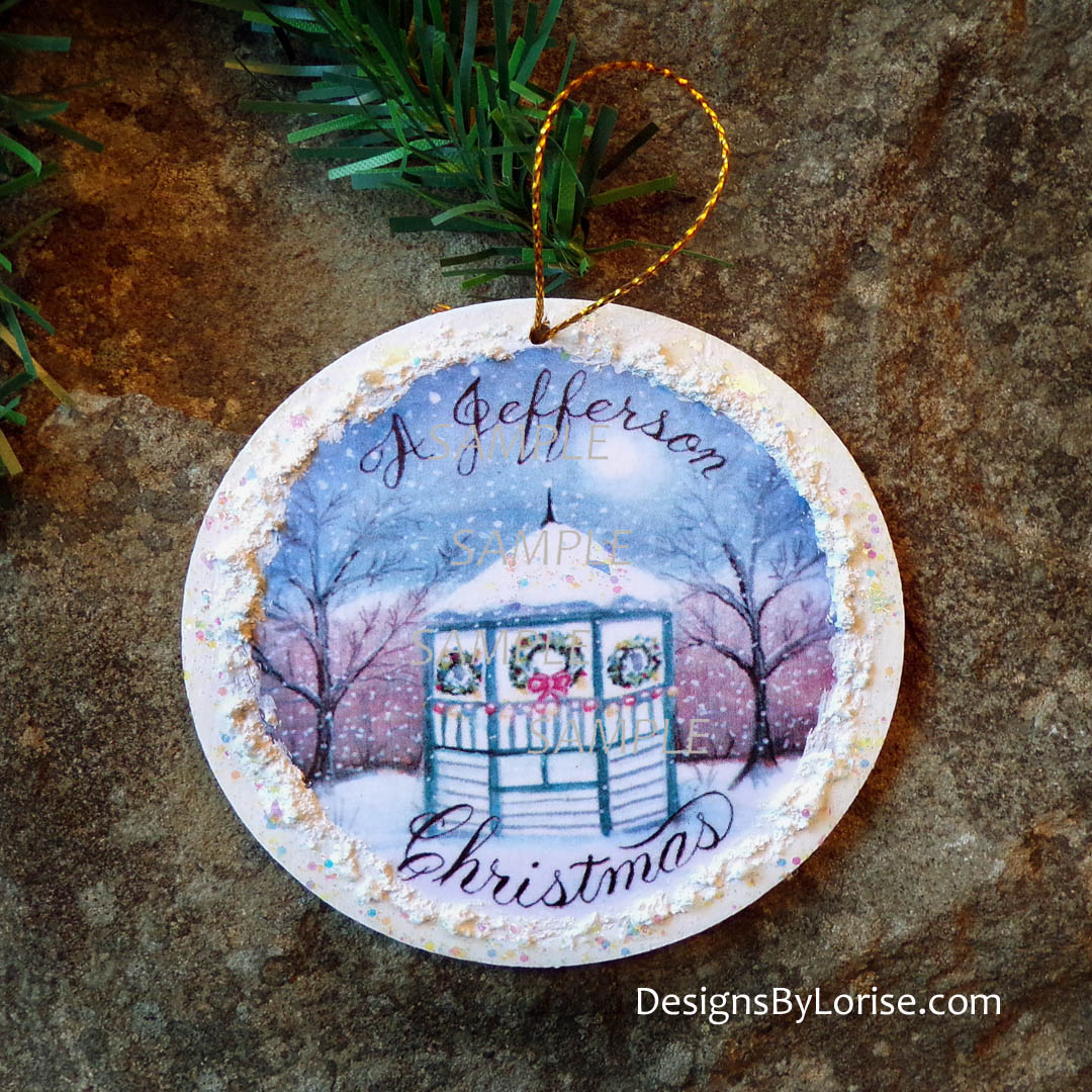 Jefferson New York Gazebo on the Green Holiday Christmas Ornament