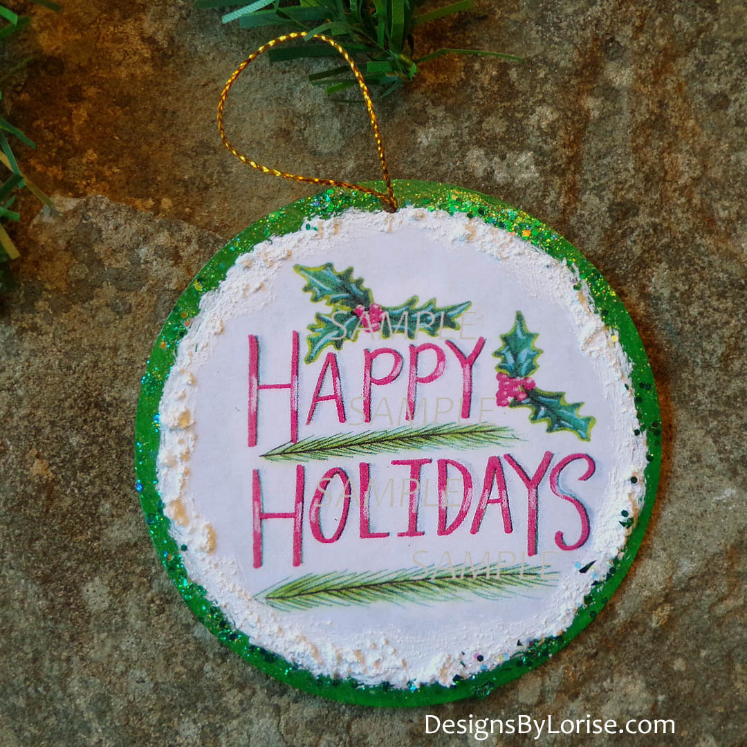 Happy Holidays Green Christmas Ornament